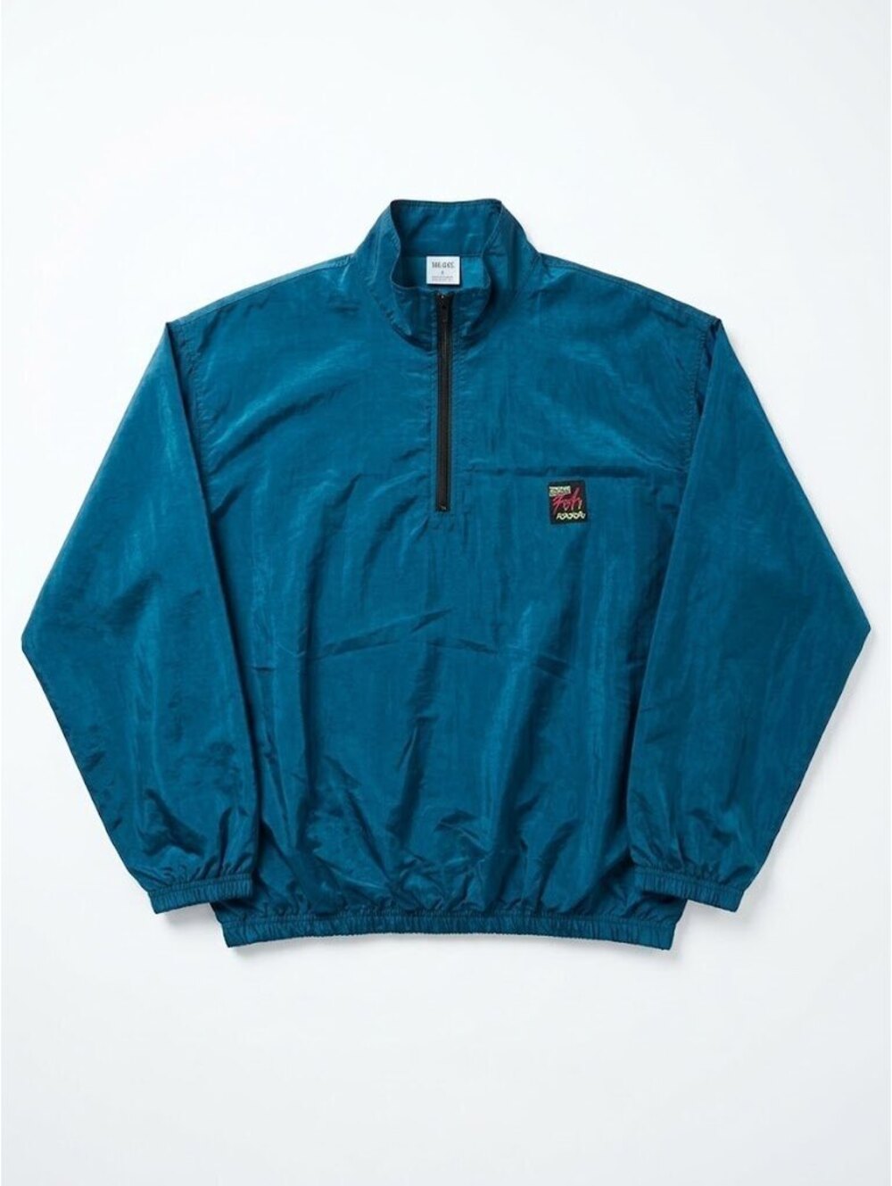Vintage 90s Surf Style Windbreaker Jacket One Size Teal 1/4 Zip USA Made